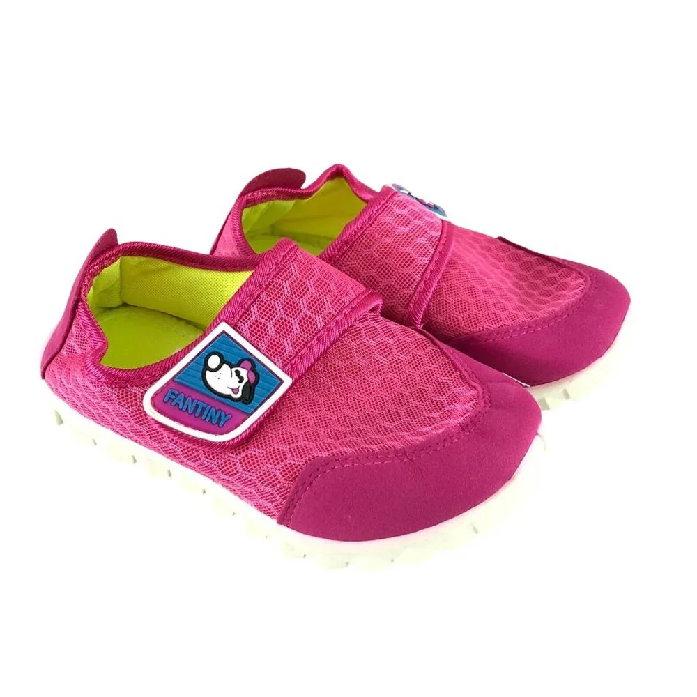 Fantiny Girls Water Shoes Slip On Hook & Loop Fabric Mesh Pink Size 32 US 1